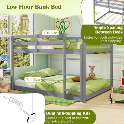 Dreamade Full Over Full Bunk Bed Solid Wood Kids Bunk Bed with Full-Length Guardrails