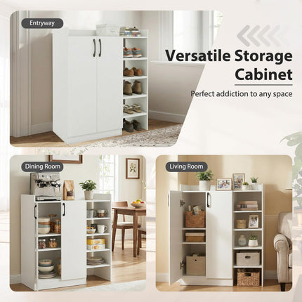 Dreamade Wooden Shoe Storage Organizer w/2 Doors for Entryway