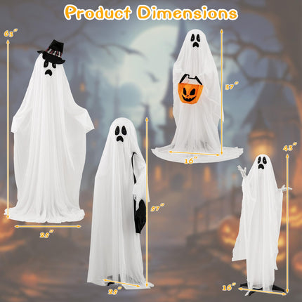 Dreamade Halloween Light Up Family Ghosts, 4 PCS LED Glowing Halloween Ghosts