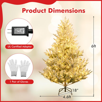 Dreamade 6FT / 7FT / 8FT Pre-Lit Snow Flocked Christmas Tree | Holiday Home Office Decoration