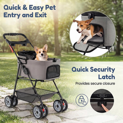 Dreamade 3-in-1 Pet Stroller with Detachable Carrier for Small & Medium Pets