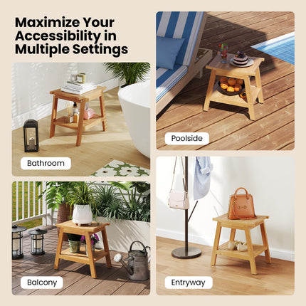 Dreamade Teak Shower Bench with Shelf