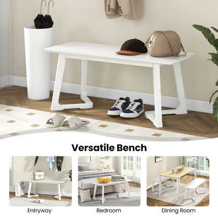 Dreamade Set of 1/2 Entryway Bench, 42” Long Dining Bench with Rubber Wood Triangular Legs