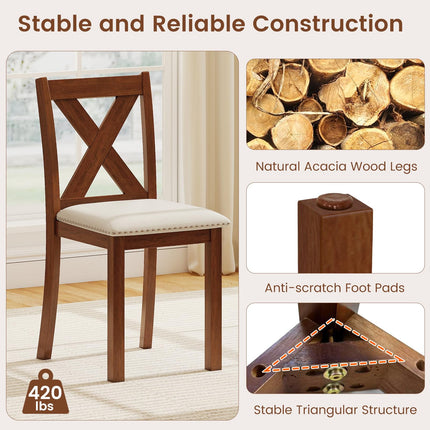 Dreamade Wooden Dining Chair Set of 2/4 with Padded Seat and Curved Back