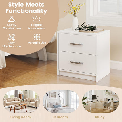 Dreamade Nightstand with 2 Drawers, Modern Night Stand with Storage Drawers, Compact Floor Sofa Side Table for Small Spaces