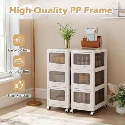 Dreamade 3/4/5-Tier Plastic Drawer Storage Organizer Rolling Cart with Drawers & Lockable Wheels