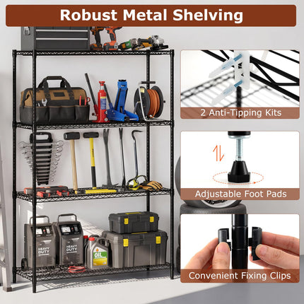 Dreamade 4-Tier Metal Storage Shelving Unit with V-Shaped Wire Rack