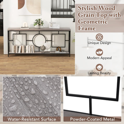 Dreamade 71" Console Table, 2-Tier Extra-Long Entryway Table w/Storage Shelf, Faux Wood Top