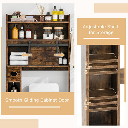 Dreamade Over The Toilet Storage Cabinet, 6-Tier Freestanding above Toilet Rack with Gliding Door