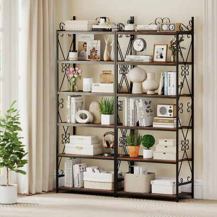 Dreamade 6-Tier Bookshelf Industrial Bookcase with 2 Anti-Tipping Kits and Metal Frame