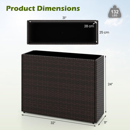 Dreamade 32”x11”x24" Wicker Raised Garden Bed