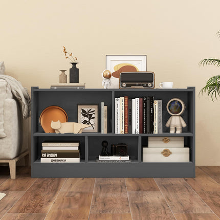Dreamade 5-Cube Bookcase, Freestanding 3-Tier Bookshelf with Spacious Top & Raised Base