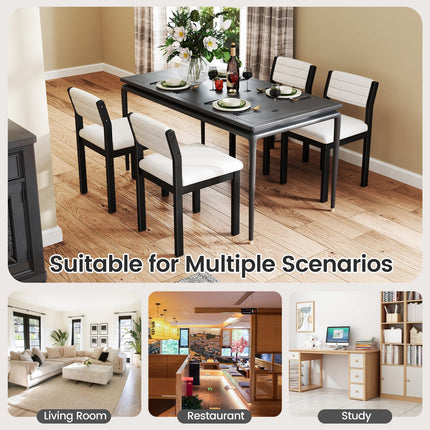 Dreamade Sherpa Kitchen Chairs with Wood Frame & Padded Seat