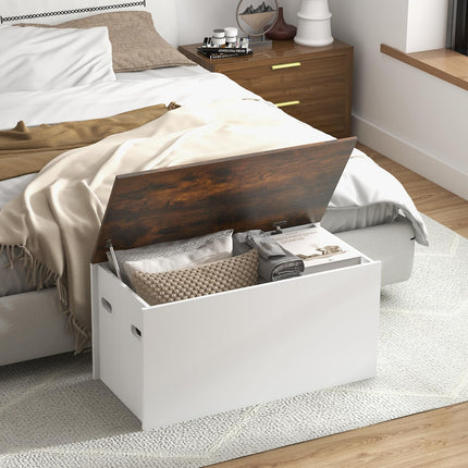 Dreamade Flip-top Storage Chest, Lift Top Storage Bench w/Pneumatic Rod & Safety Hinges