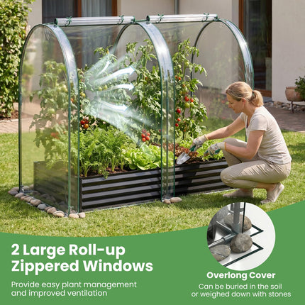 Dreamade 6x3x1 FT Galvanized Raised Garden Bed with Greenhouse Cover