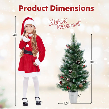 Dreamade 3ft Pre-Lit Mini Tabletop Christmas Tree with 20 Warm White LED Lights, 8 Modes, Timer, 81 PVC & Pine Needles