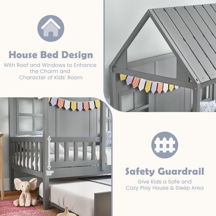 Dreamade Twin House Bed with Trundle