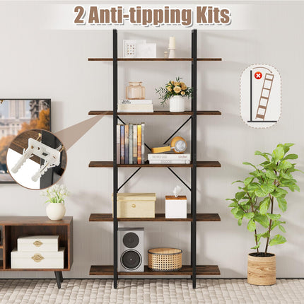Dreamade 5 Tier Industrial Bookshelf for Living Room Bedroom Study