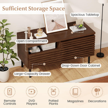 Dreamade Mid Century Modern TV Stand with Fluted Entertainment Center