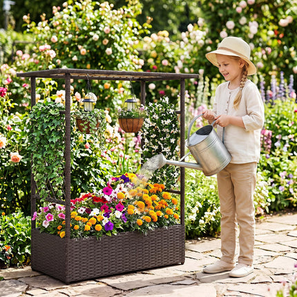 Dreamade Raised Garden Bed with Trellis & Hanging Roof