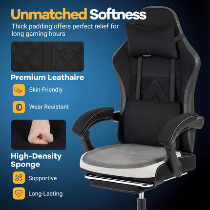 Dreamade Gaming Chair Height Adjustable Computer Chair with Headrest Lumbar Support Linkage Armrests