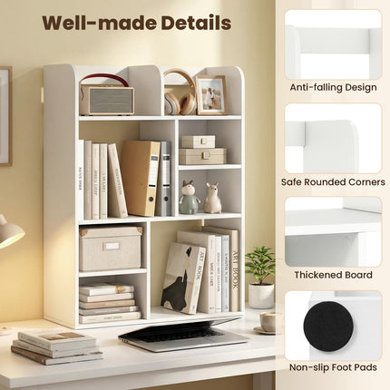 Dreamade 3-Tier Desktop Bookshelf | 23.5" Desk Hutch Dorm with 8 Open Storage Cubes