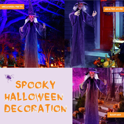 DREAMADE 6 FT Halloween Animatronic Hanging Sound Activated Witch