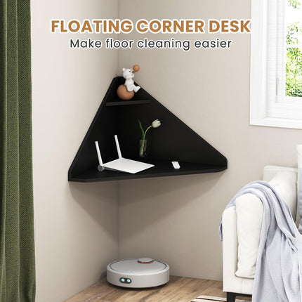 Dreamade Wall Mounted Computer Desk with Storage Shelf