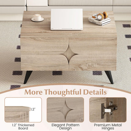 Dreamade Farmhouse Accent Modern Coffee Table with Storage for Living Room Bedroom