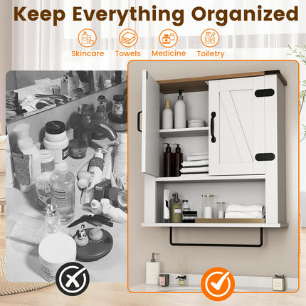 Dreamade Above Toilet Bathroom Wall Cabinet with Towel Bar