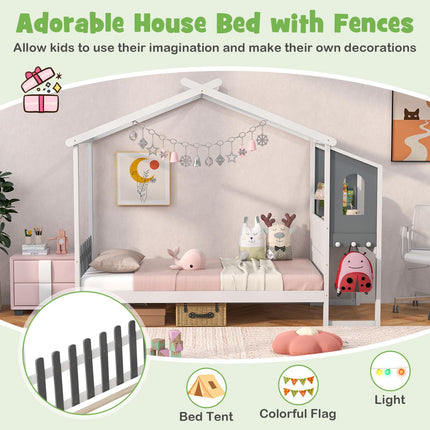 Dreamade Full/ Twin Size House Bed with Study Desk