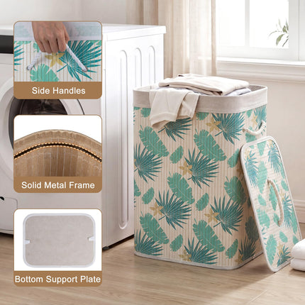 Dreamade 19 Gal Bamboo Laundry Hamper w/Removable Liner & Portable Handles