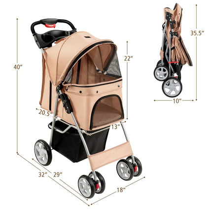 Pet Stroller for Small Medium Dogs Cats Puppy - Dreamade