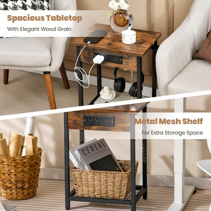 Dreamade Nightstand Set of 2 with Charging Station
