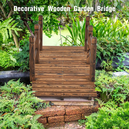 Dreamade 5 ft Garden Bridge - Stained Wood Arc Footbridge Walkway