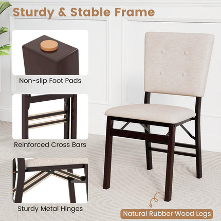 Dreamade Foldable Dining Chair Set of 2/4 Armless Kitchen Chair with Padded Seat and Tilt Backrest