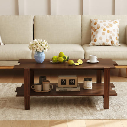 Dreamade 2-Tier Coffee Table with Storage Shelf
