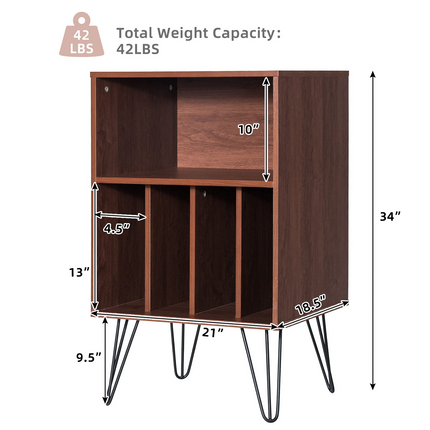 Dreamade End Table Record Player Stand, Turntable Stand Record Storage Cabinet