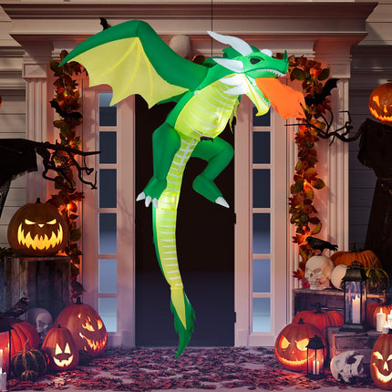 DREAMADE 5.2FT Hanging Inflatable Dragon Lighted Halloween Yard Decoration