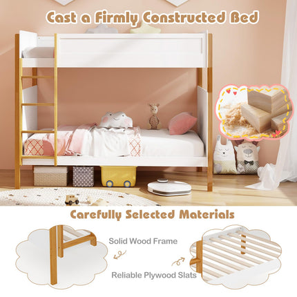 Dreamade Wood Twin Over Twin Bunk Bed