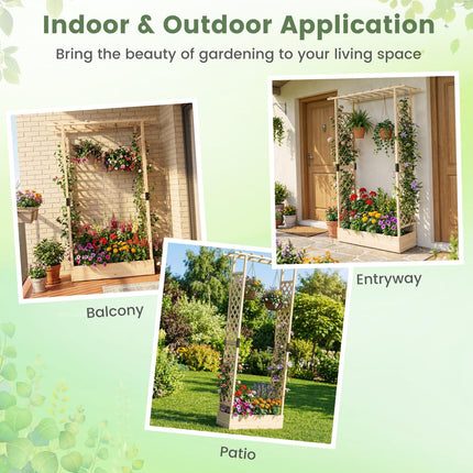 Dreamade Wooden Raised Garden Bed with Trellis & Hanging Roof