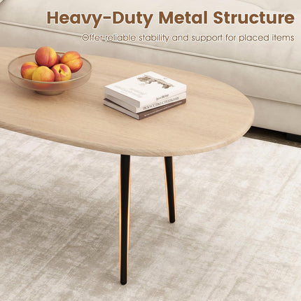 Dreamade Oval Mid Century Modern Coffee Table Sturdy Metal Frame and Compact Design