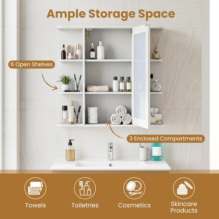 Dreamade Wall Mounted Bathroom Medicine Cabinet with Mirror & Shelves