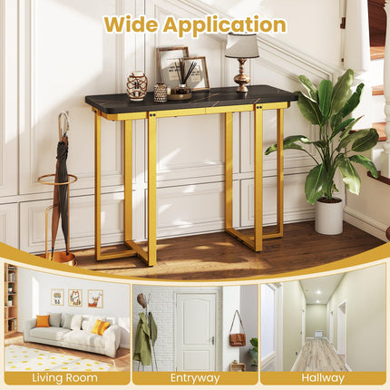 Dreamade Console Table 42" Modern Faux Marble Foyer Table with Geometric Metal Frame