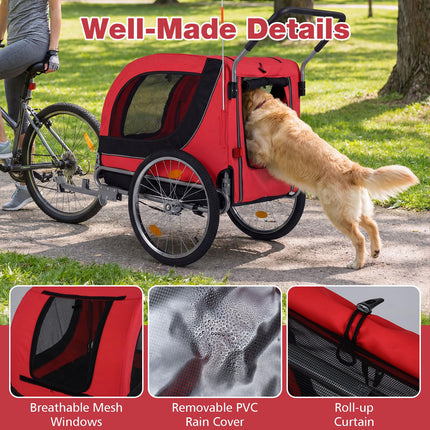 Dreamade 2-in-1 Dog Bike Trailer & Pet Stroller for Large Dogs PVC Rain Cover 176 lbs Capacity
