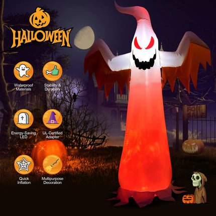 DREAMADE 8FT Halloween Inflatable Ghost with Rotating Flame Red LED Lights