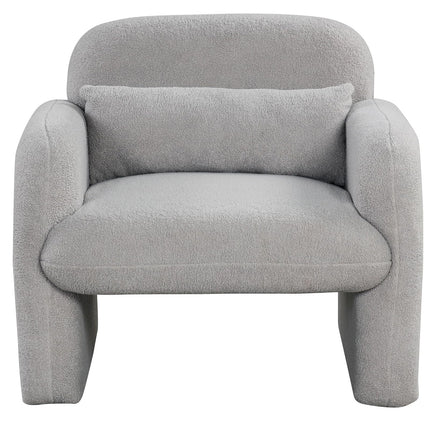 Dreamade Modern Accent Chair for Living Room, Sherpa Fabric Upholstered Armchair w/Waist Pillow, Comfy Reading Chair w/Armrests