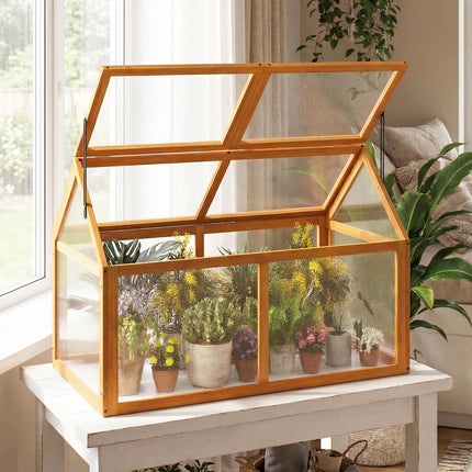 Dreamade Portable Raised Flower Planter Protection with Transparent Panels & Adjustable Roof