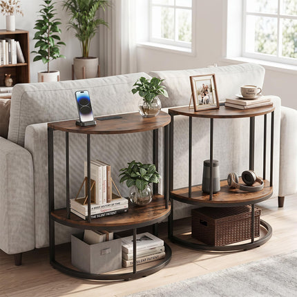 Dreamade Half Moon Console Table with Outlets