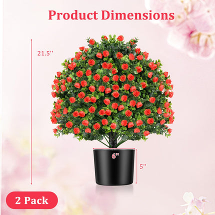 Dreamade 21.5’’ Artificial Rose Topiary Ball Tree for Indoor Outdoor